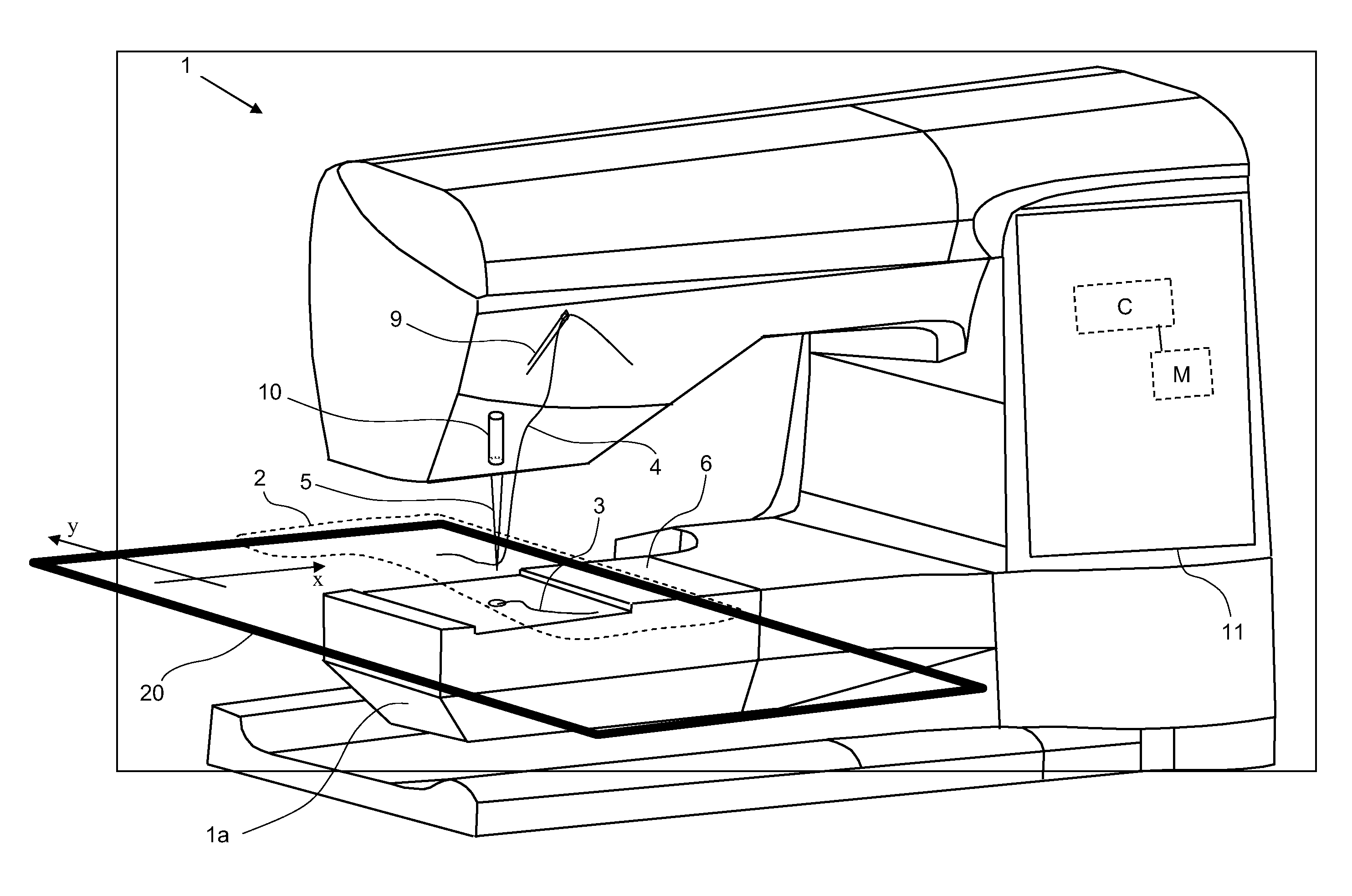 Sewing machine having a camera for forming images of a sewing area