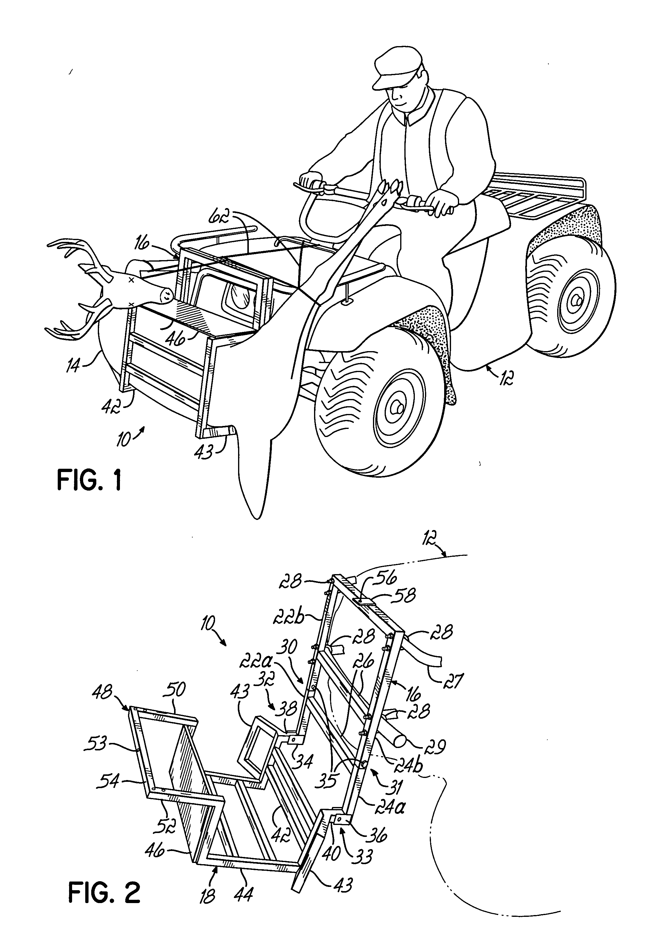 Game rack for an all terrain vehicle