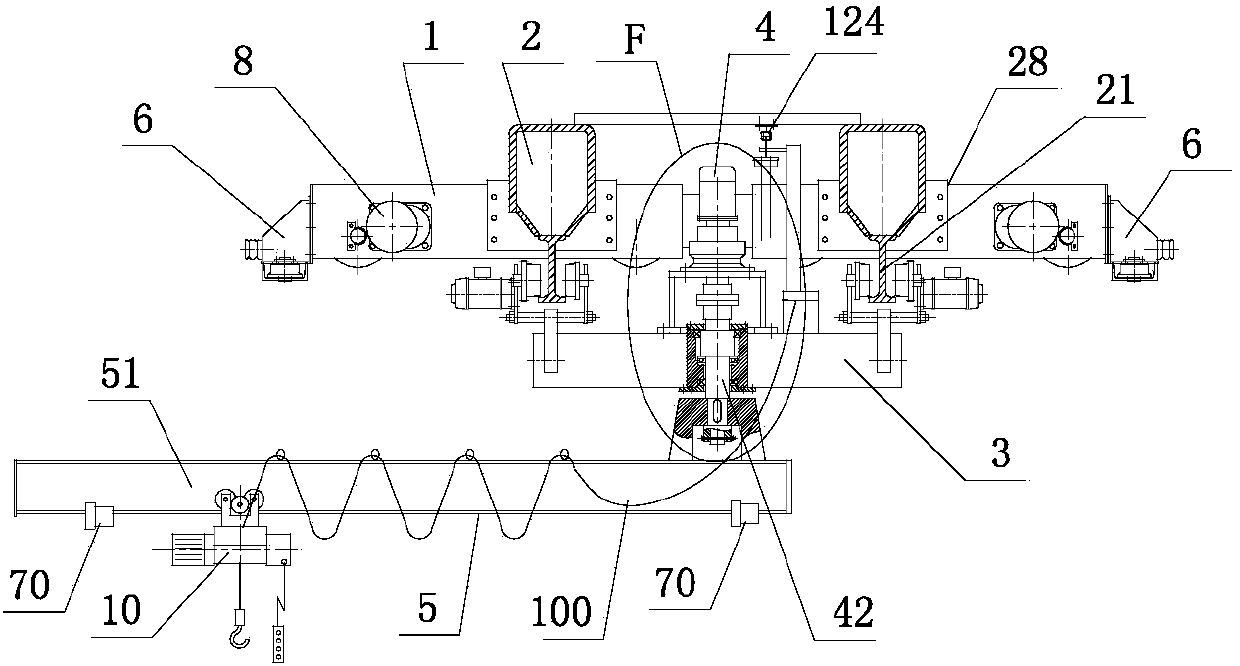 Cantilever crane provided with suspended car and rotating mechanism