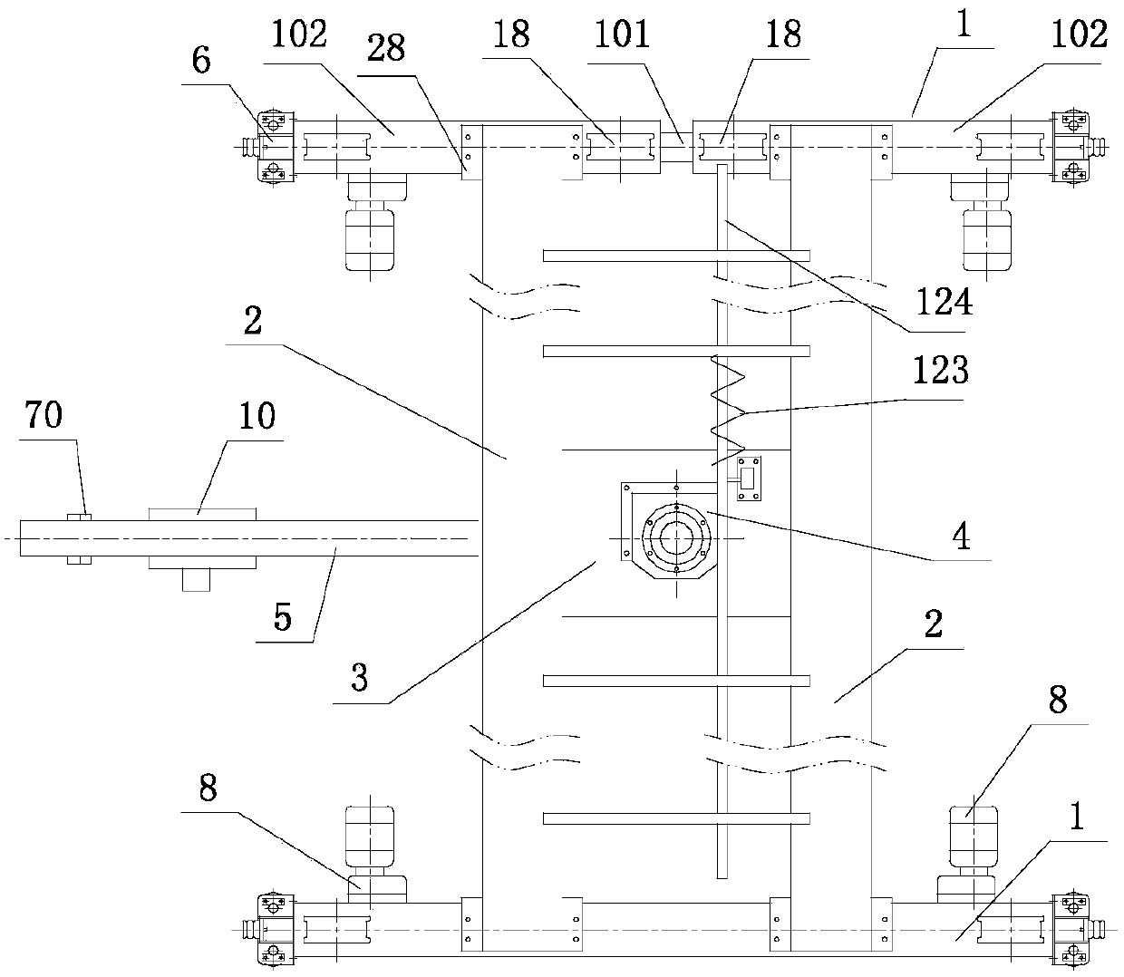 Cantilever crane provided with suspended car and rotating mechanism