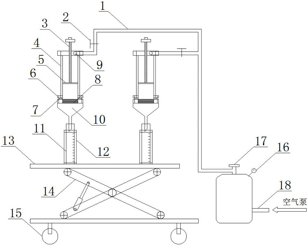 Filter pressing type sludge specific resistance measuring device