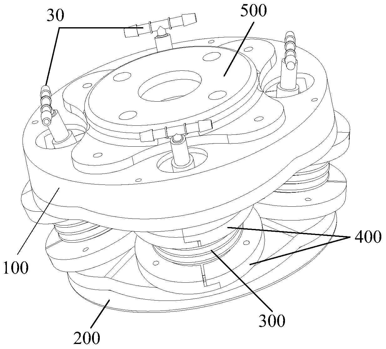 Multi-freedom-degree air control joint, multi-freedom-degree air control device and mechanical arm