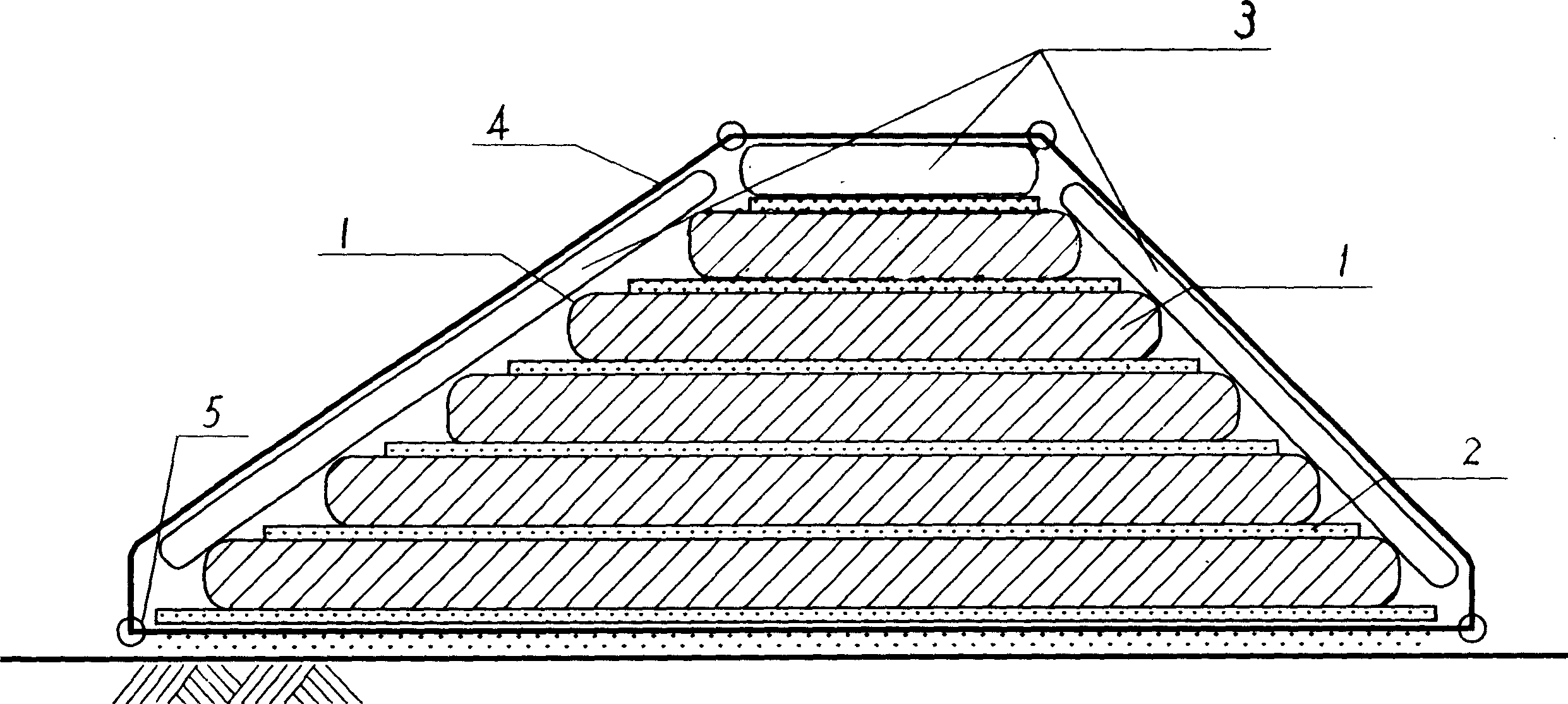 Soft soil filling bag embankment back pressure consolidating method