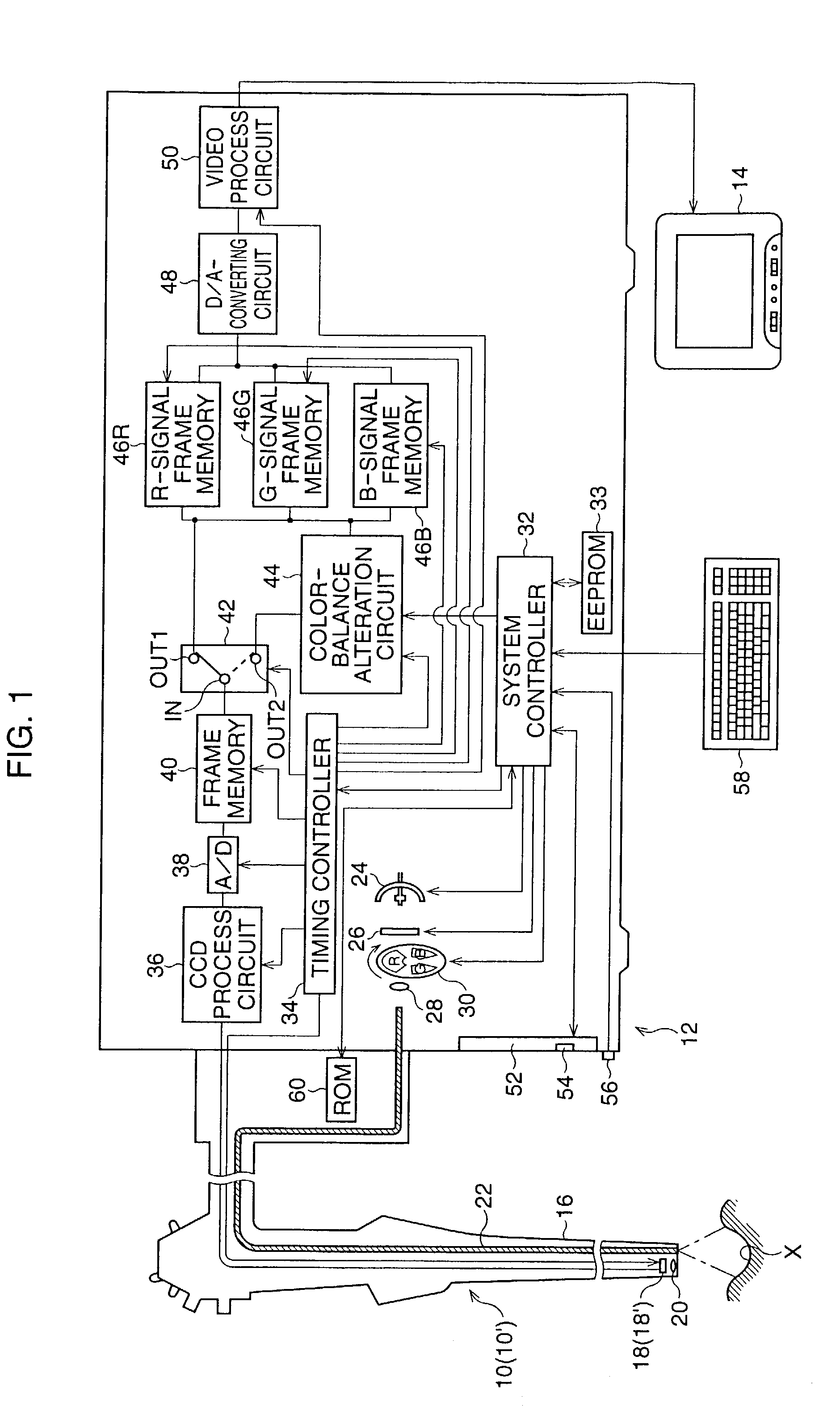 Electronic endoscope system with color-balance alteration process