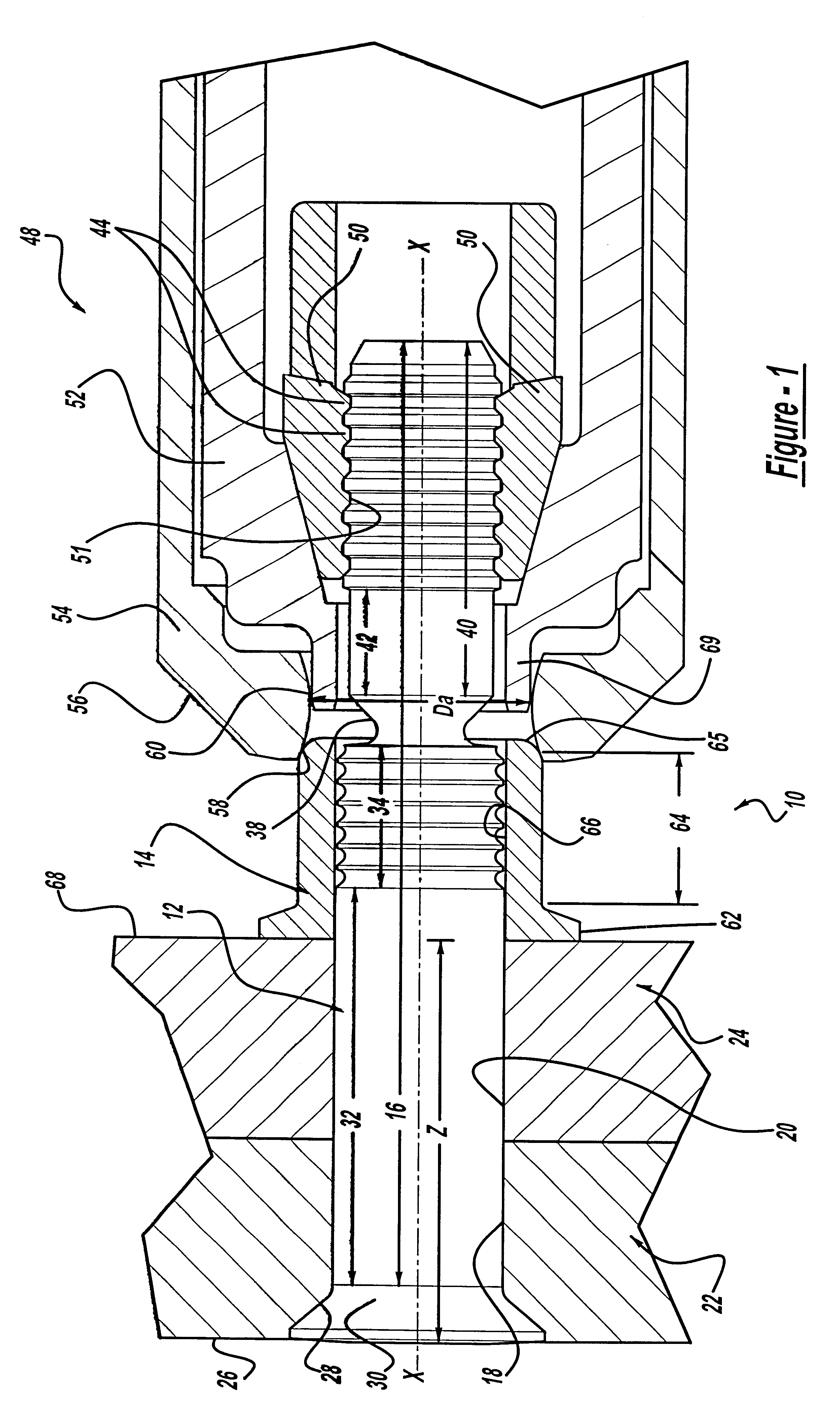 Swage type fastener with low swage load