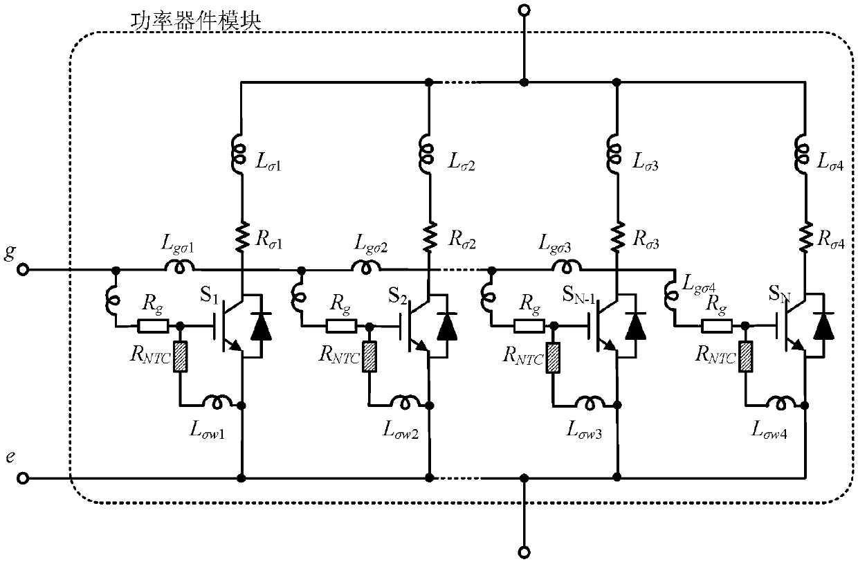 High-power semiconductor module suitable for balancing heat of internal power switch chip in short-circuit condition