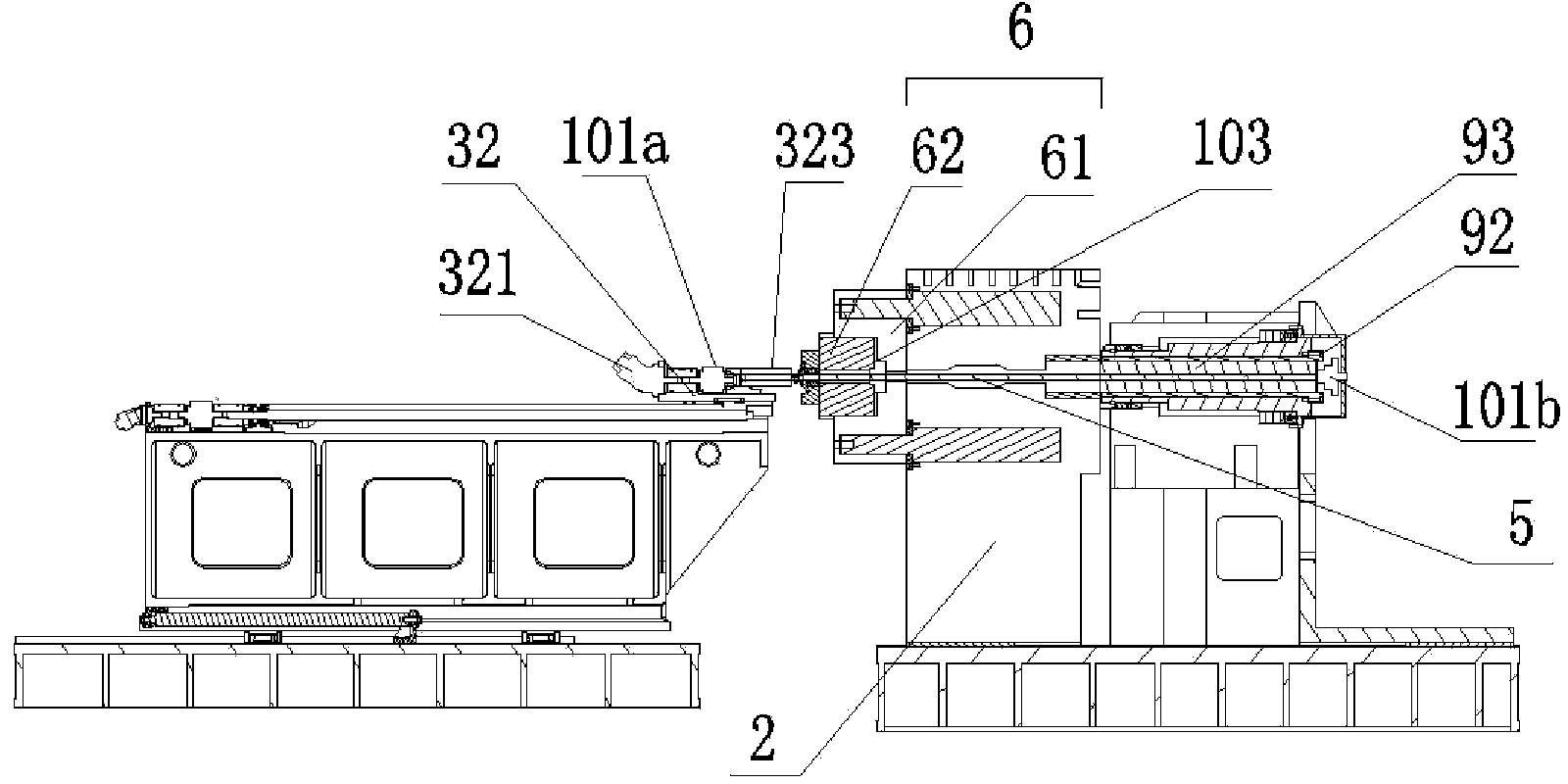 Test bed for installing and pre-tightening of anchor rod and test method