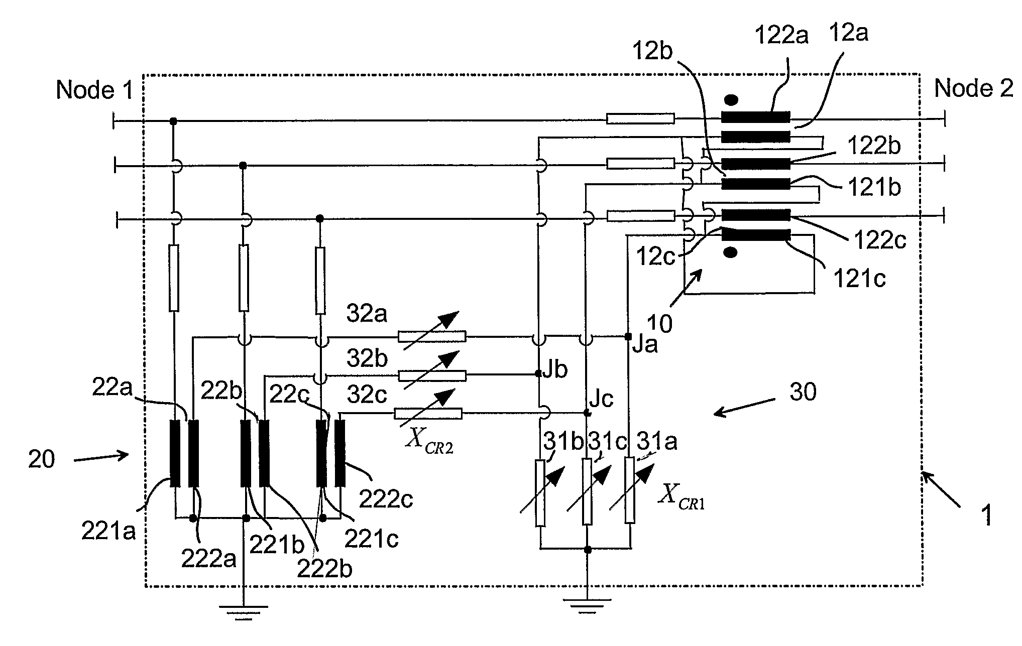 Device and a method for control of power flow in a transmission line