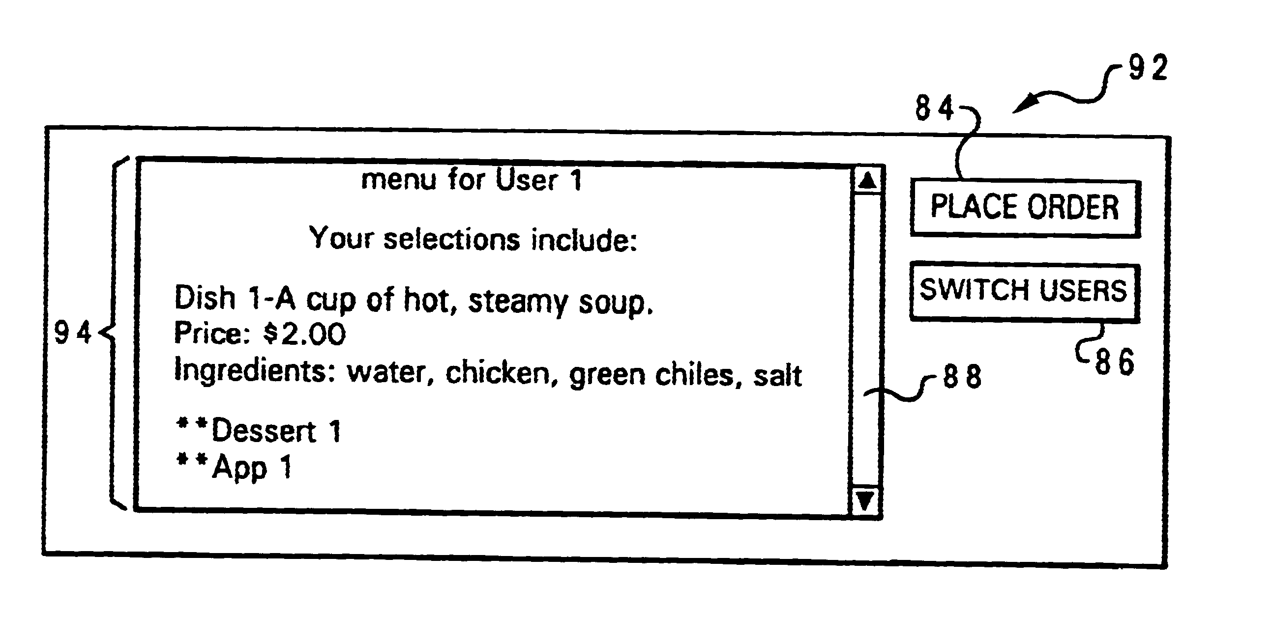 Method, system and program for specifying an electronic food menu with food preferences from a universally accessible database