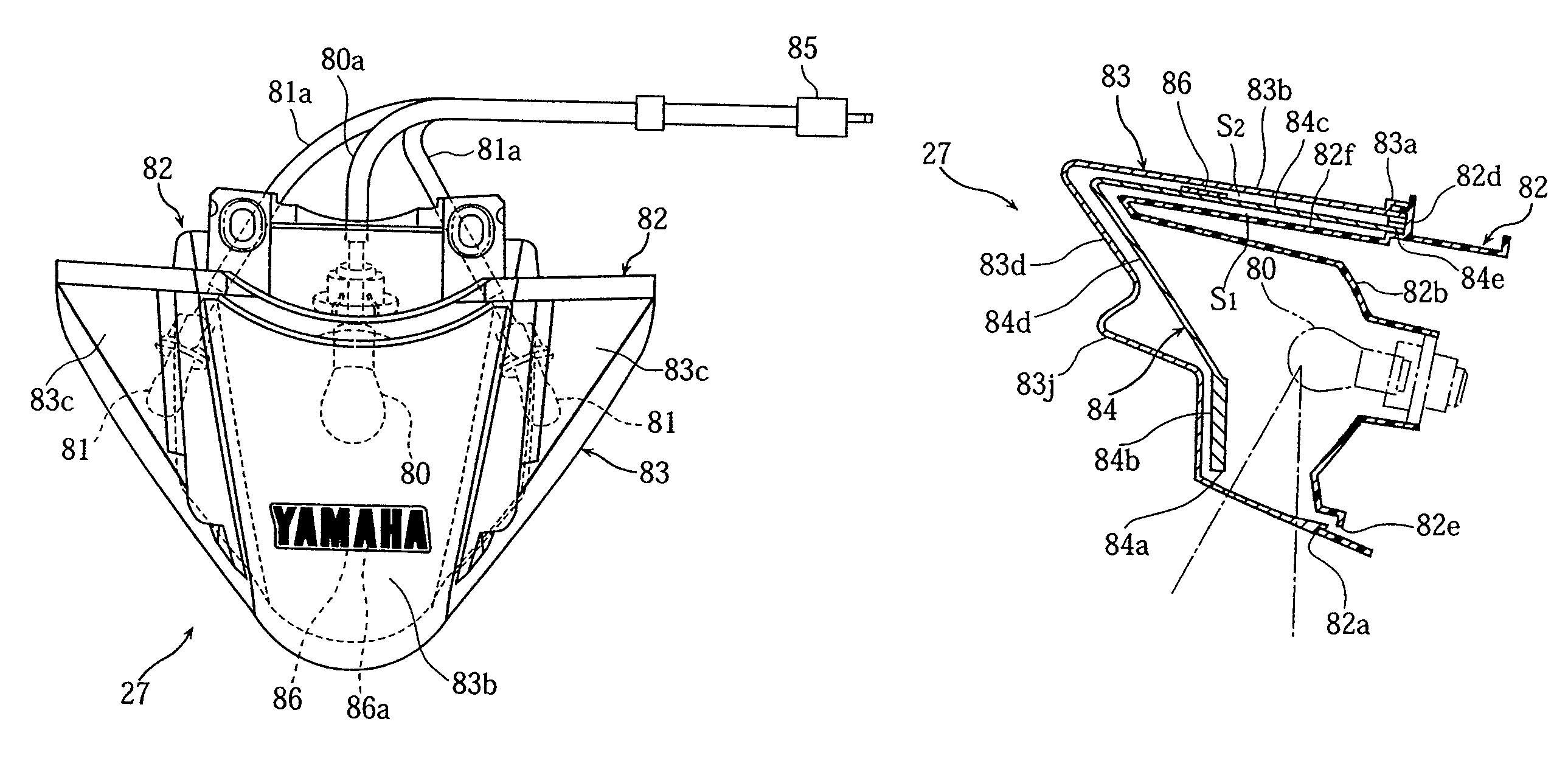 Vehicle light unit with shadow casting feature