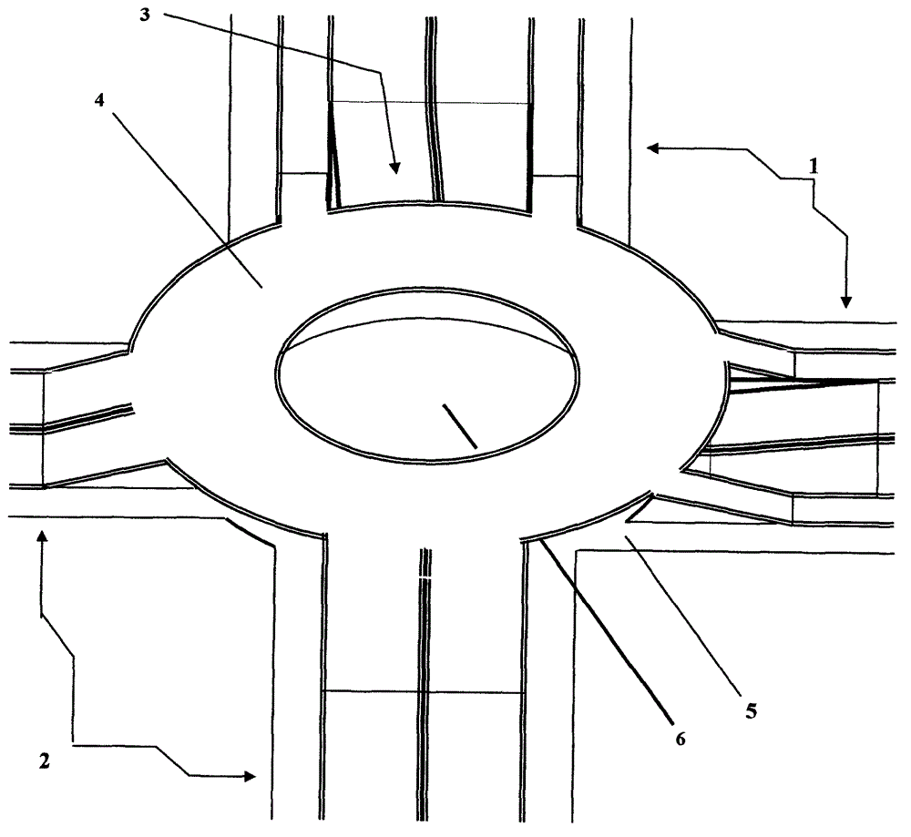 Trunk road L-shaped crankle and branch road connection combined barrier-free all-round transportation hub