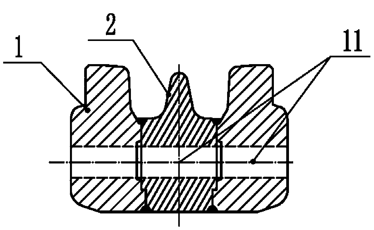 Embedded fixed type seamless high manganese steel frog structure