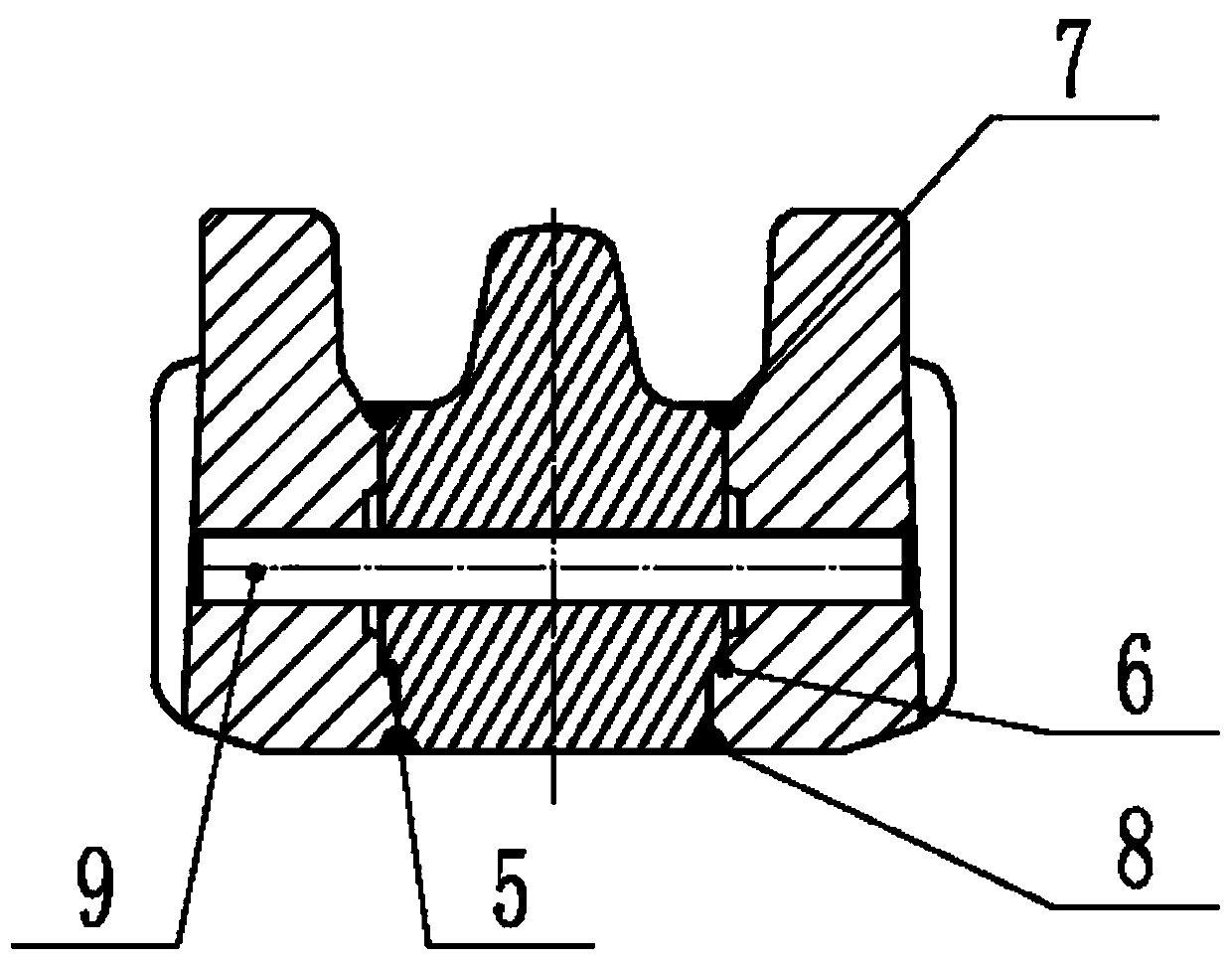 Embedded fixed type seamless high manganese steel frog structure