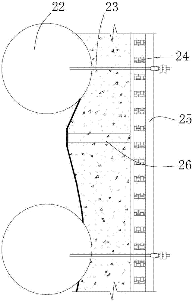 Basement retaining wall construction method based on concrete pouring of modeling wall