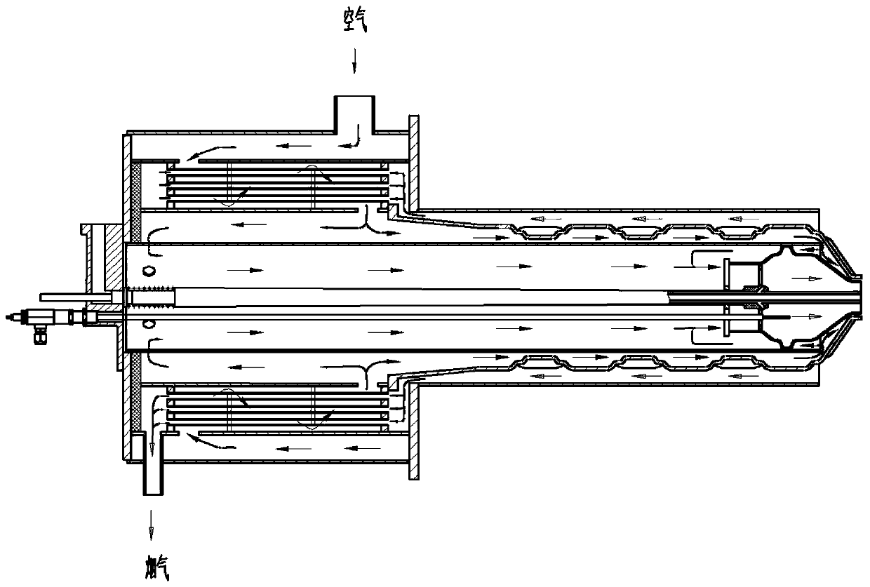 Efficient, low-NOx and compact type self preheating type burner nozzle