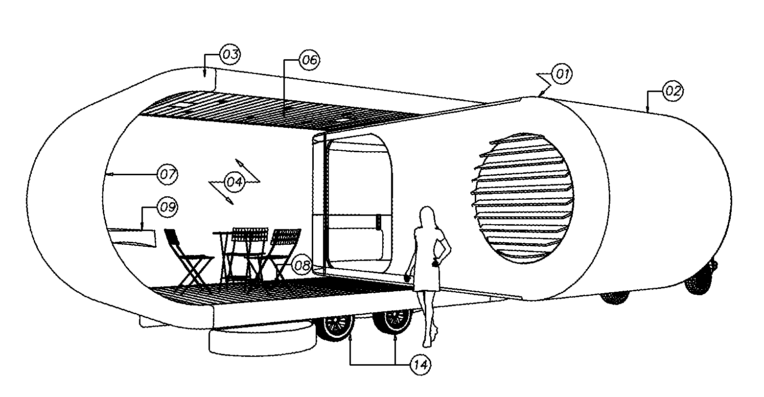 Mobile home with an integrated deck