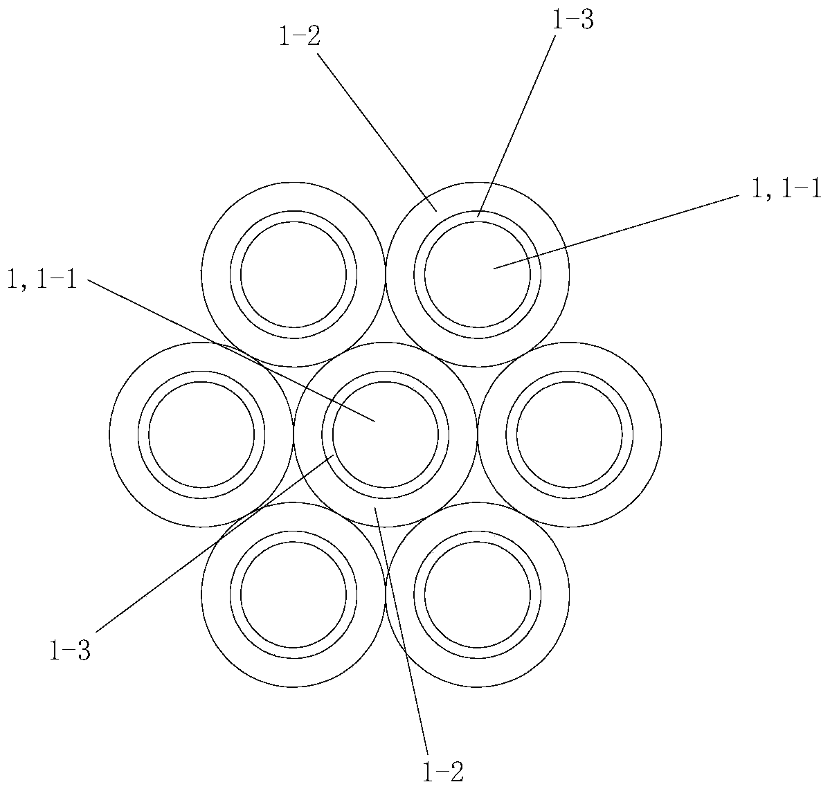 Aluminum-clad composite core wire cable and production process thereof