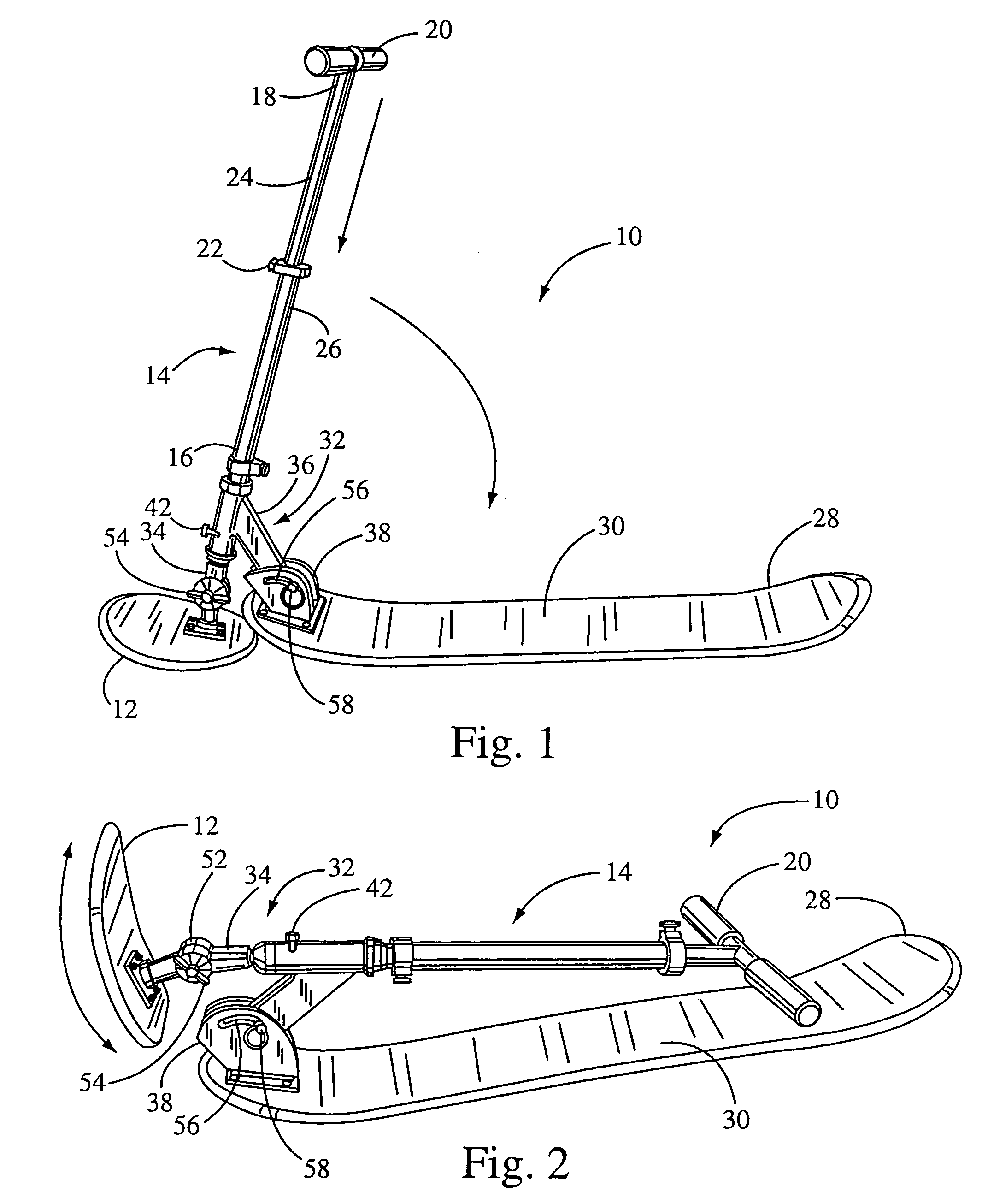 Hand steerable snow scooter