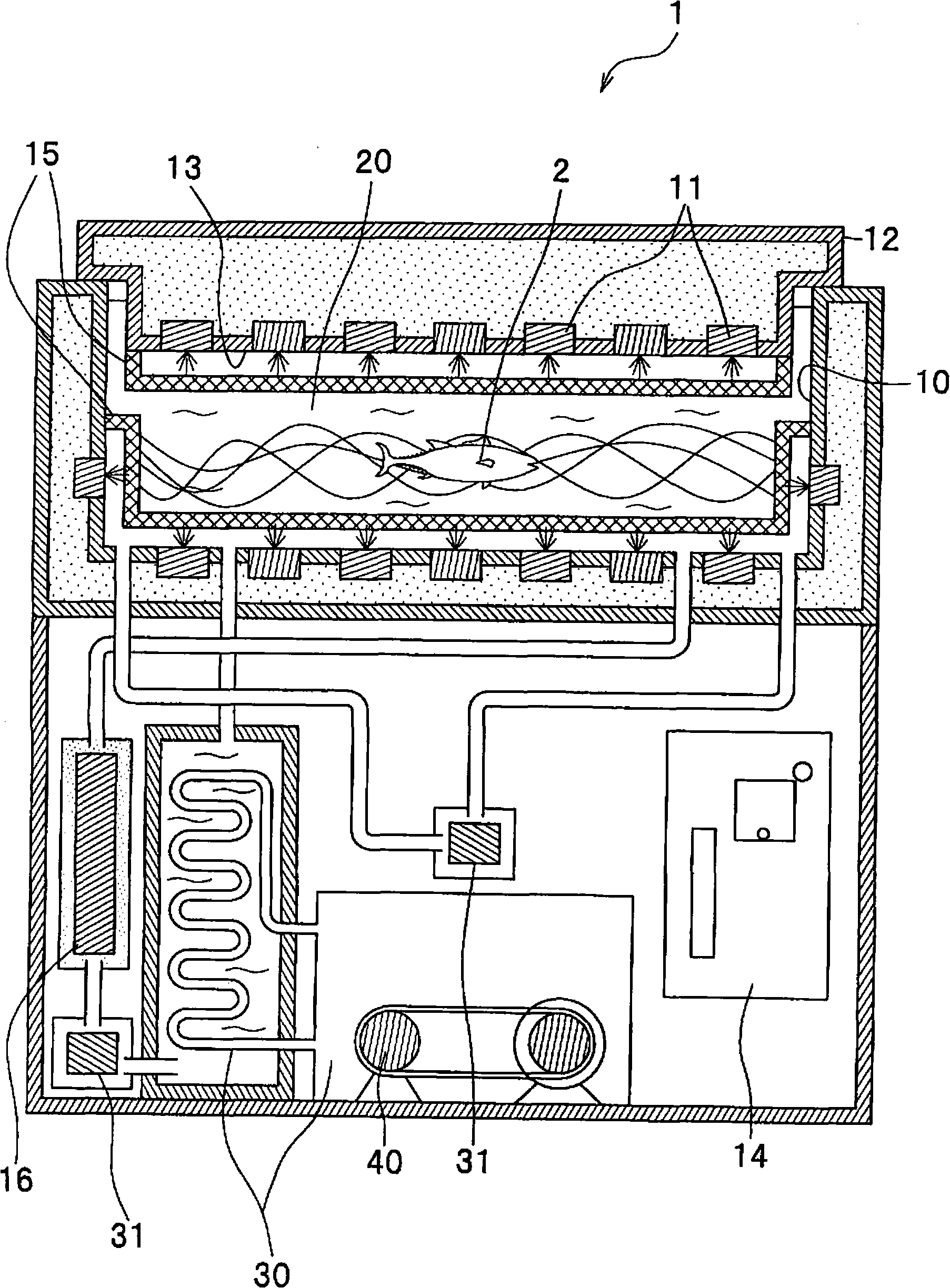 Underwater ultrasonic thawing device