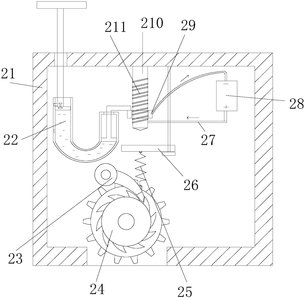 A twisted grinding structure for electric power construction which adjusts magnetic flux by water pressure