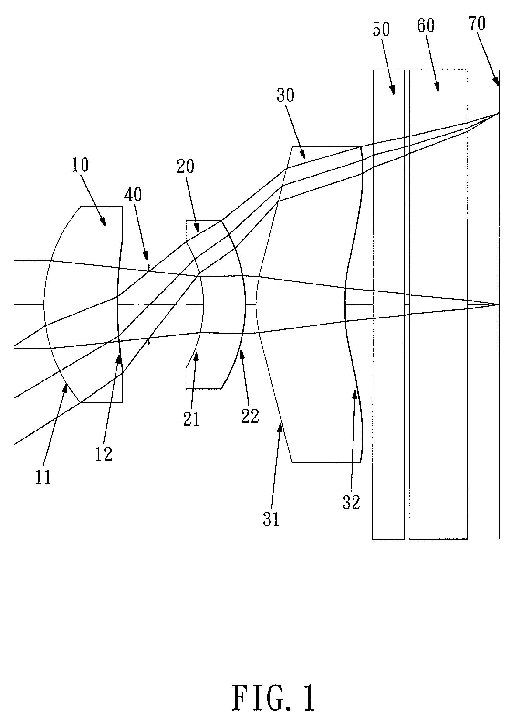 Optical lens system for taking image