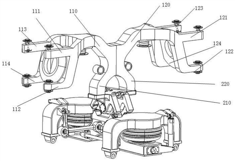 Double-shaft suspension type bogie and suspension type sky train system