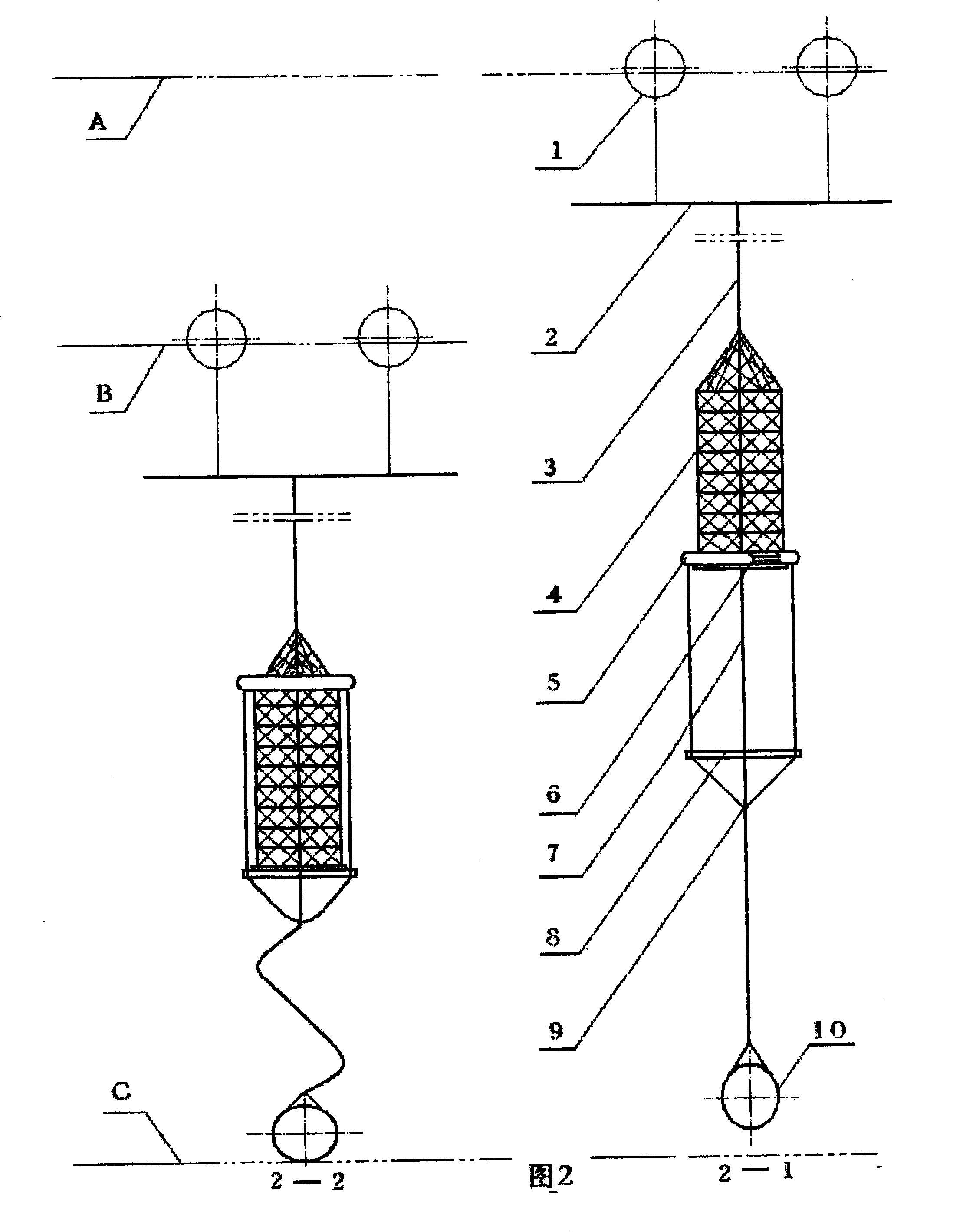 Tide wave and stream wave type ,esh-cage underwater automatic cleaning method and device