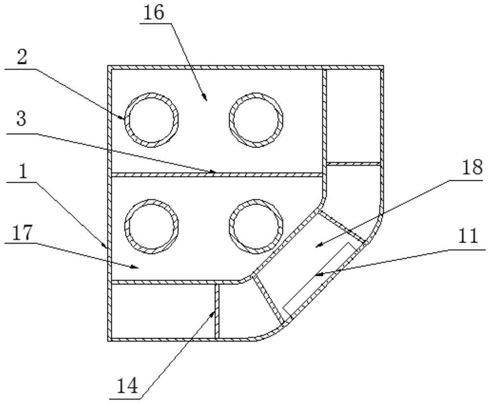 A corner vertical forced convection heat exchange device