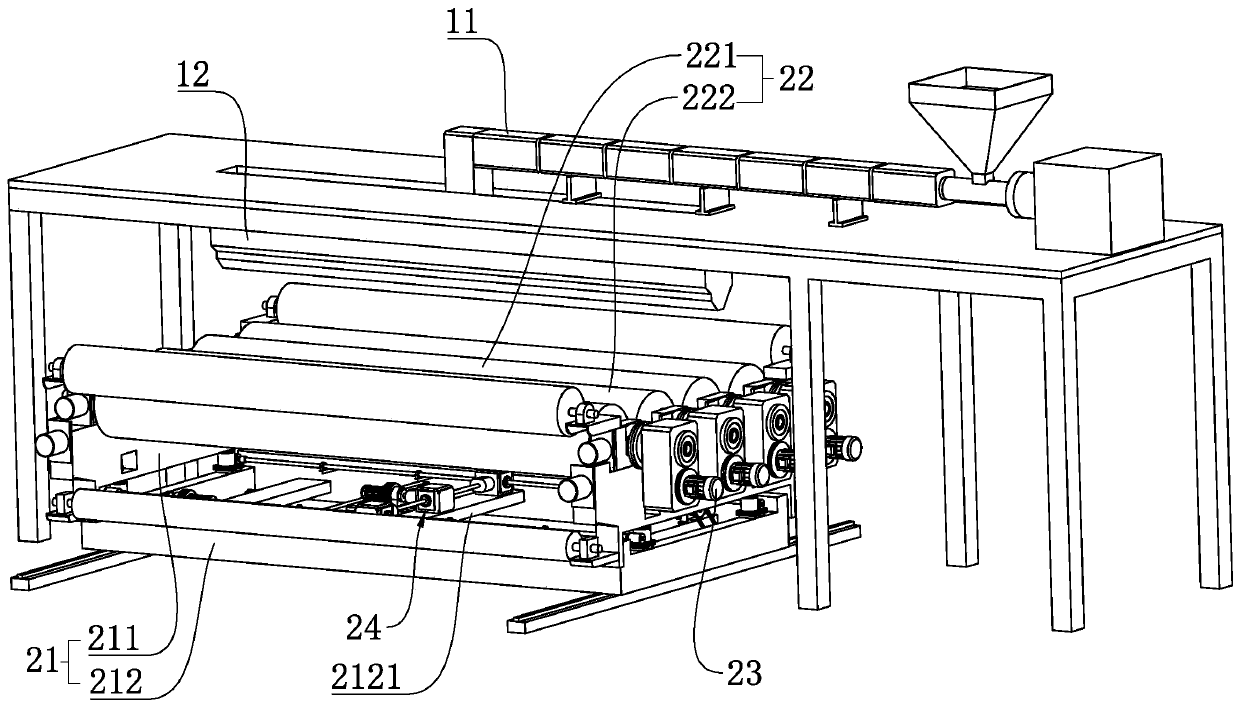 Secondary spray roughing device, and production line and process for textured geomembrane