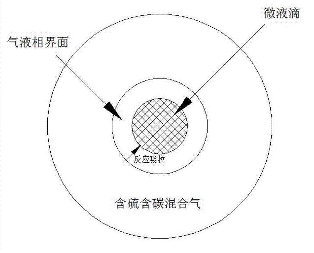 Method and device for selectively removing hydrogen sulfide by use of ultrasonically atomized liquid droplets