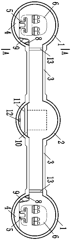 Three-hole parallel magnetic levitation vacuum tunnel structure