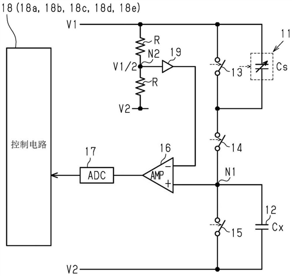 Capacitance detection device