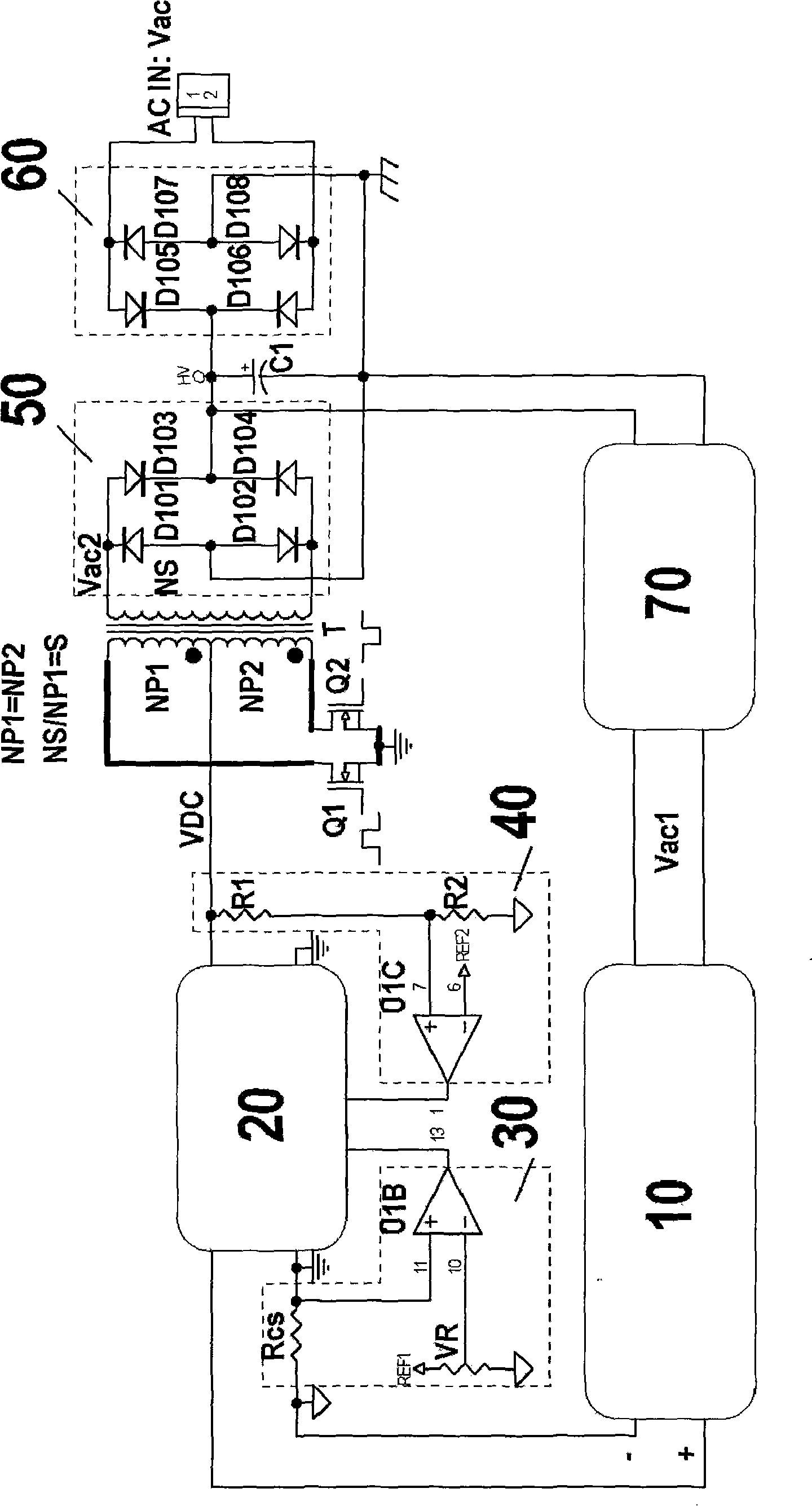 Energy feedback power load circuit of alternating current-direct current shifting conversion unit and method thereof