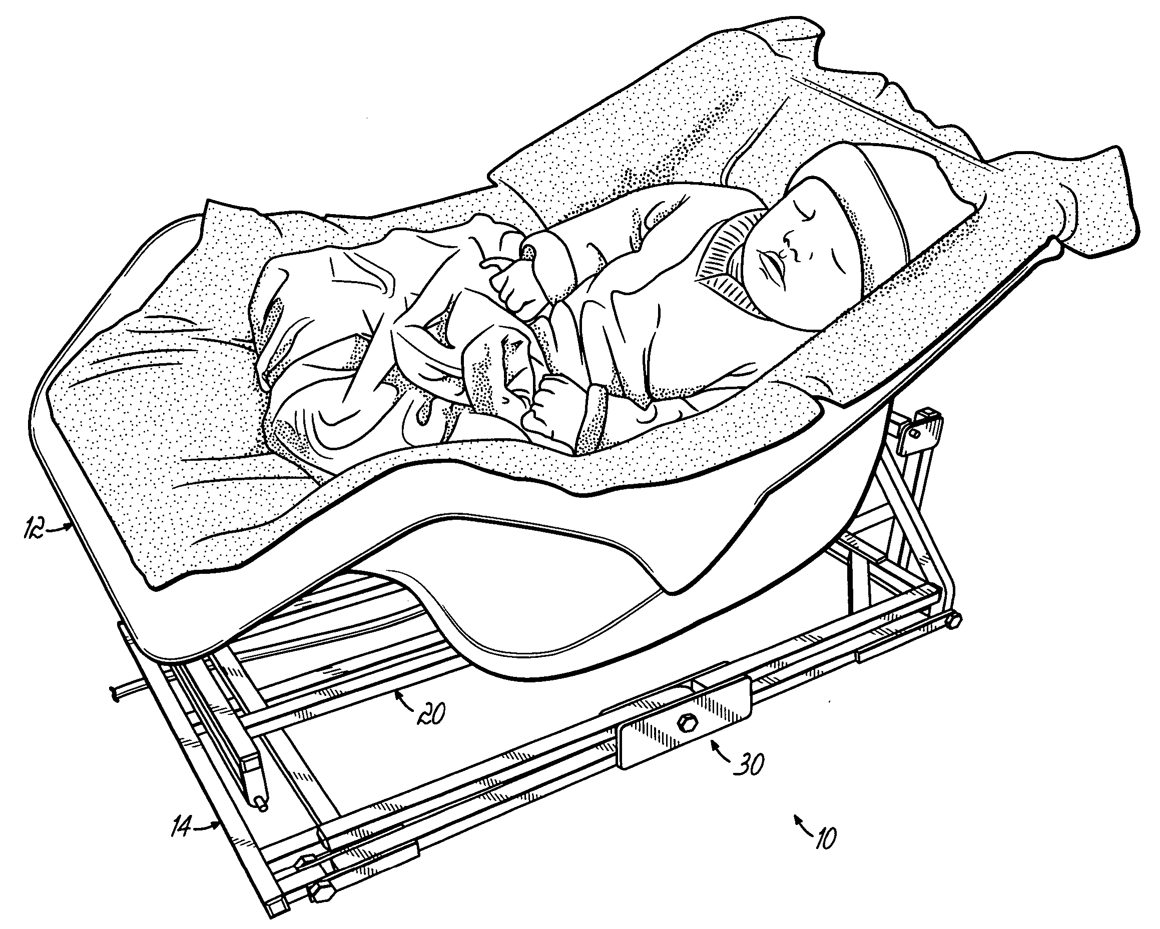 Apparatus and method for reciprocating an infant support