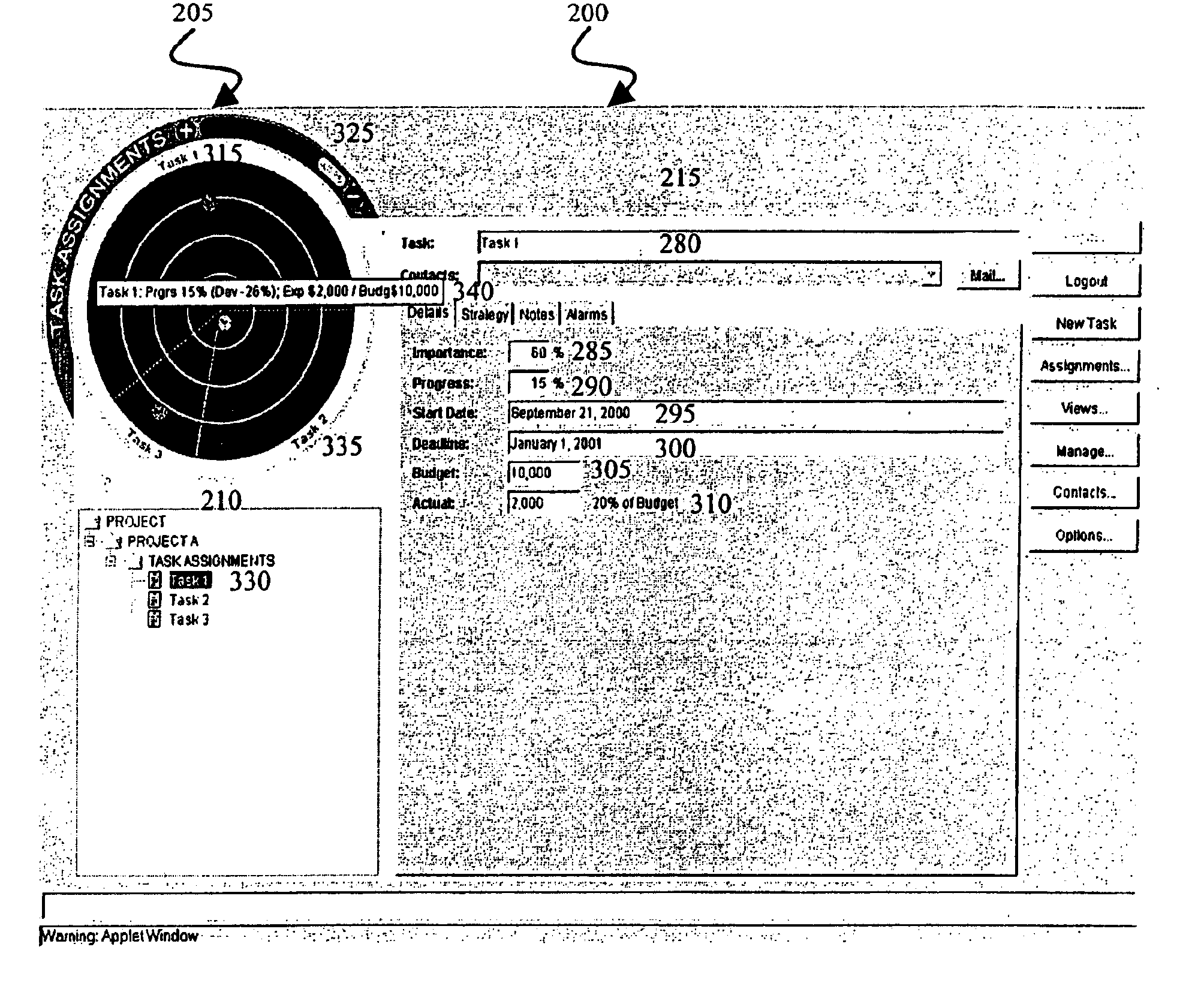 Graphical user interface for project data