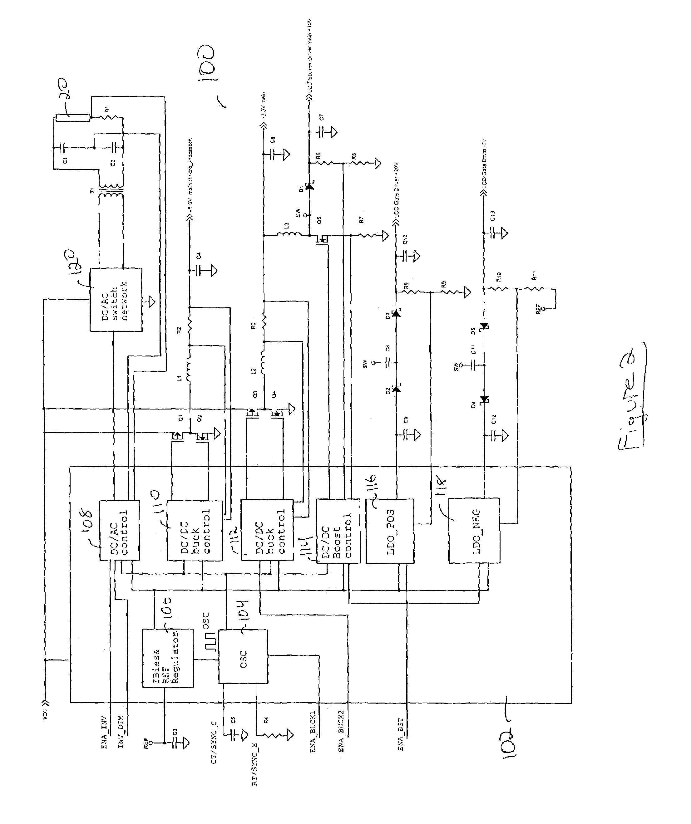 Integrated power supply for an LCD panel