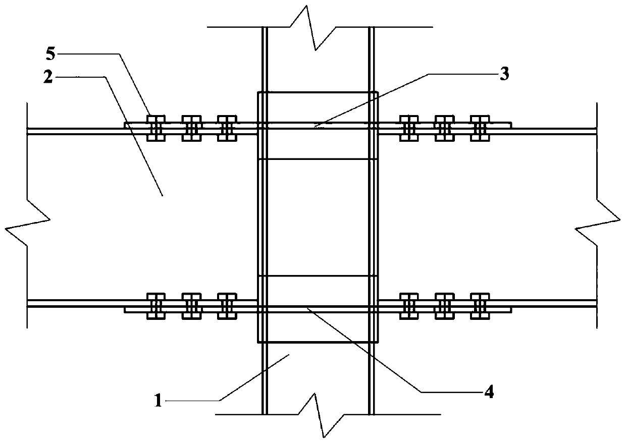 Square steel tube concrete column-steel beam outer ring sleeve plate bolt connection joint