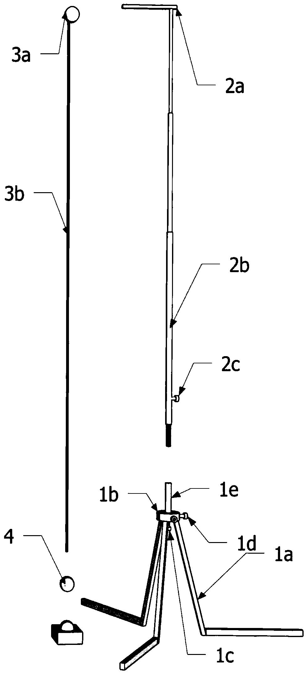 Self-falling type flexible leveling rod and using method thereof