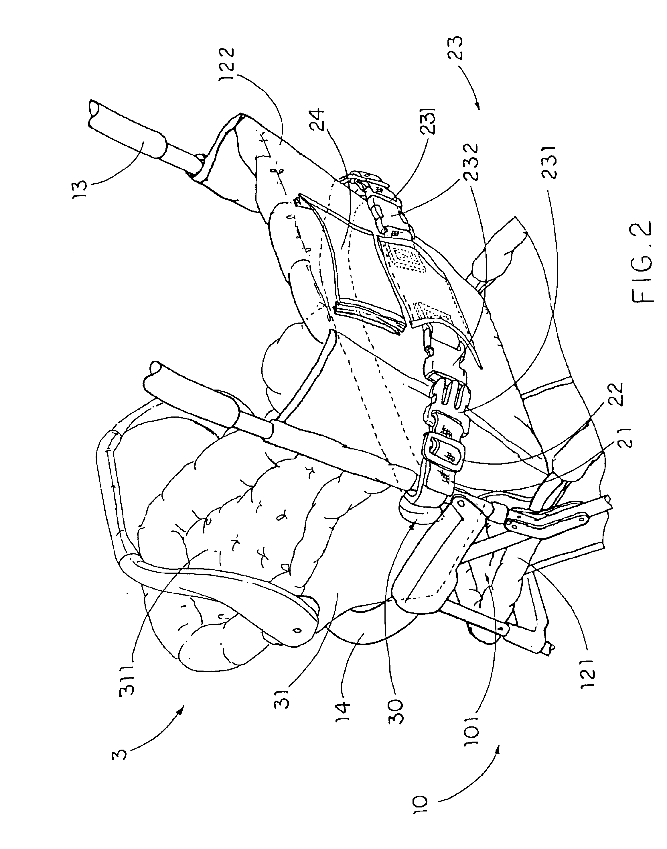 Stroller with car seat fastening arrangement