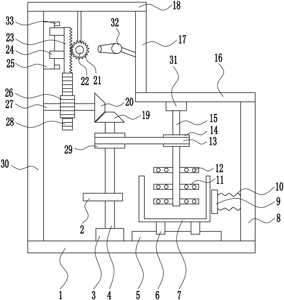 Gear-type raw material stirring device for shoe industry