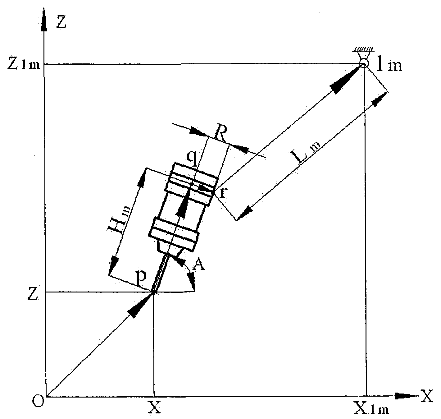 Control method for processing five-rod five-ring parallel kinematic machine tool