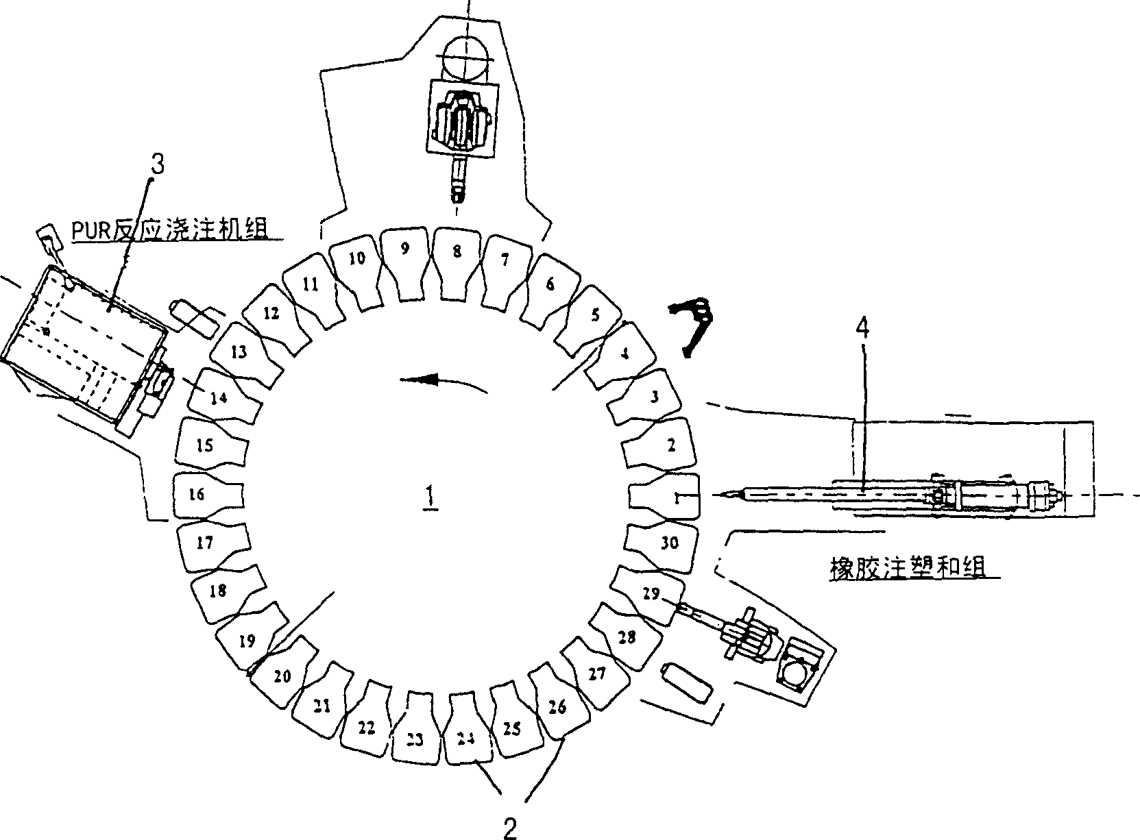 Method for producing especially soles in mechanical shoes-production