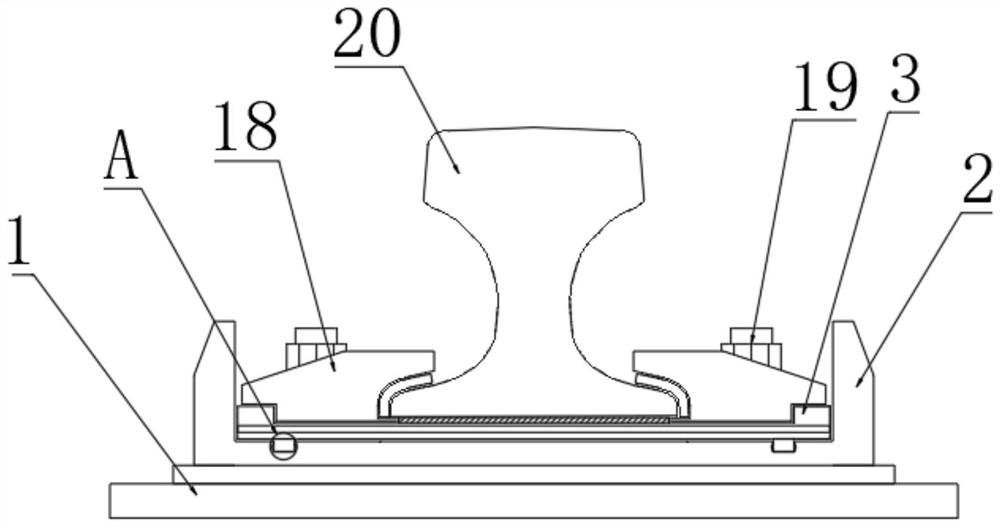 Track base plate with shock absorption and noise reduction functions