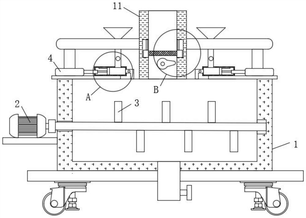 Hollow brick raw material stirring device