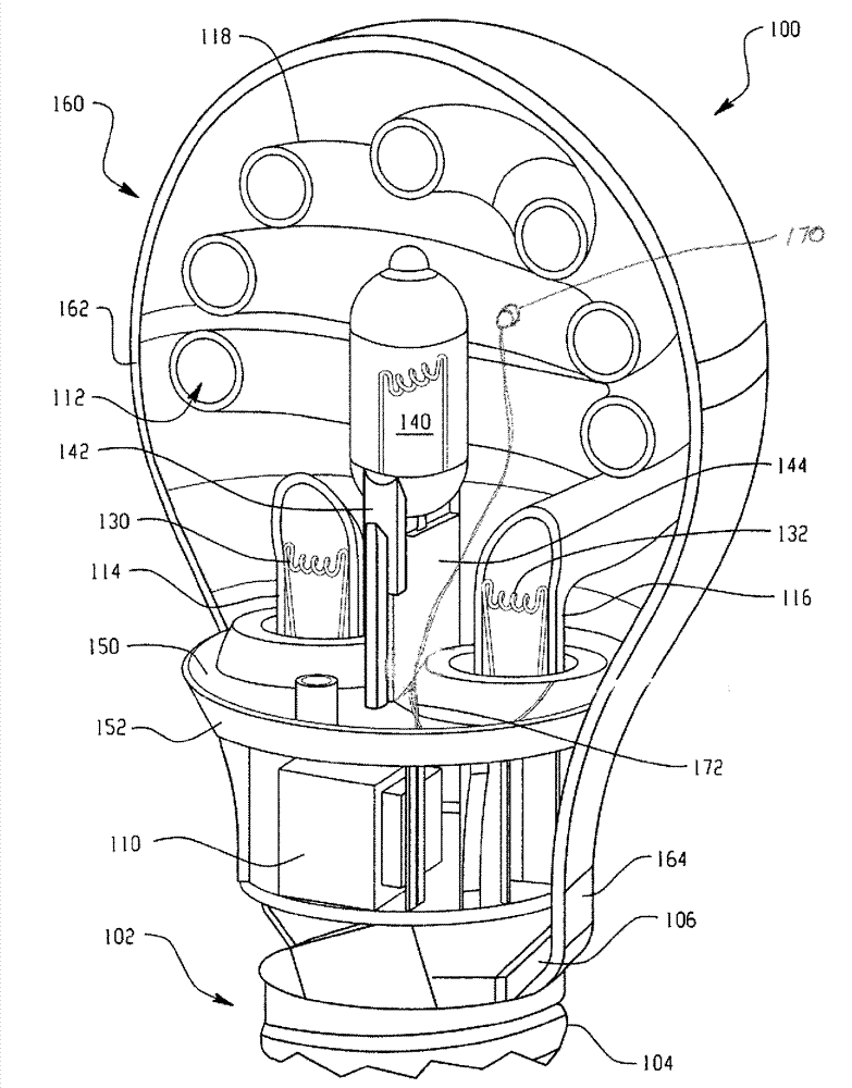 Light detector to control a hybrid lamp