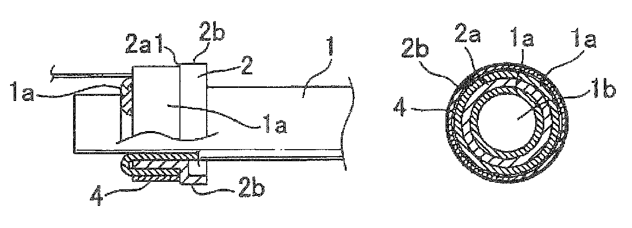 Connection method between braided shield layer of shiled wire and drain wire, and connection structure of the same