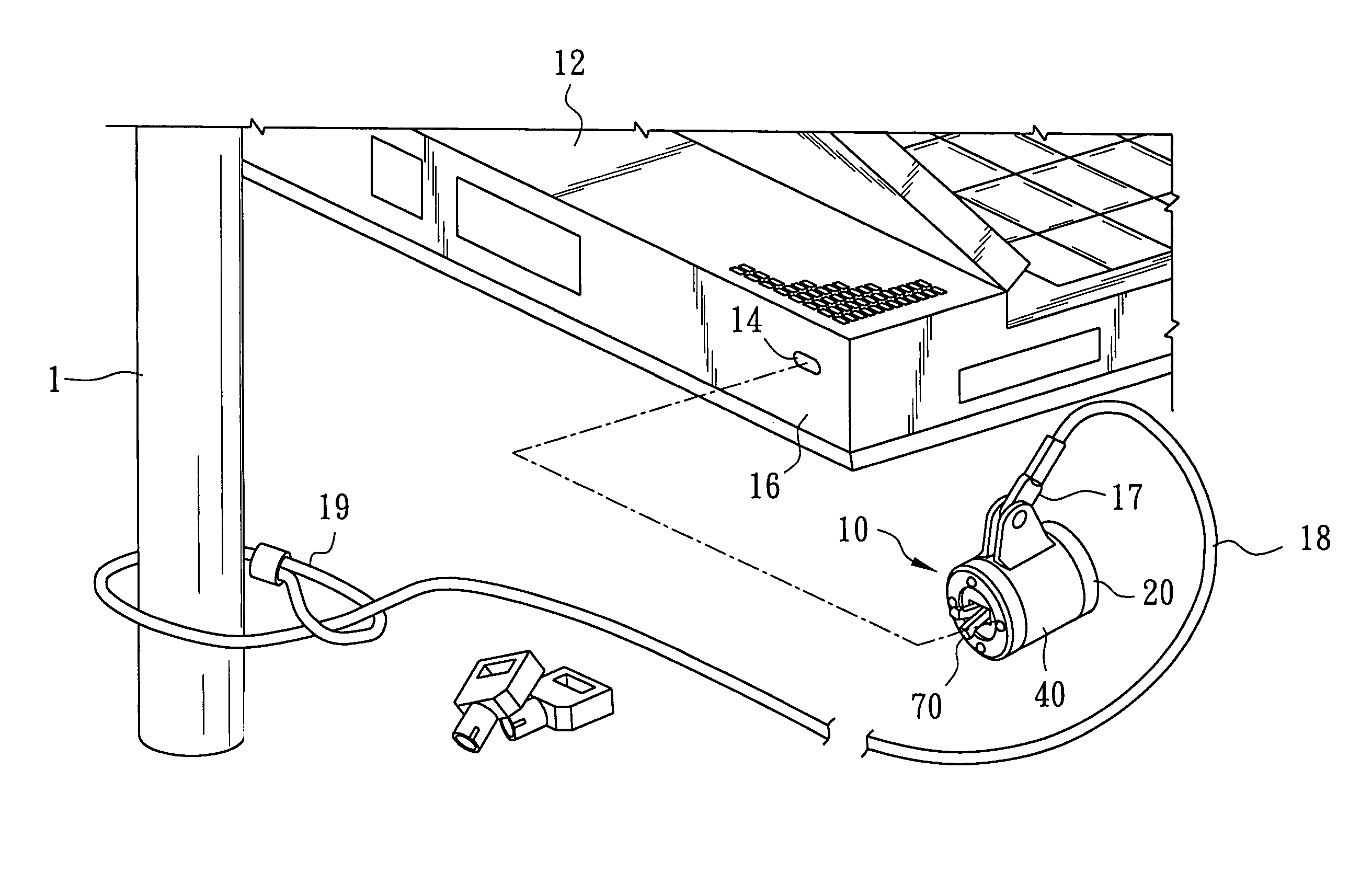 Combined computer security lock and security cable