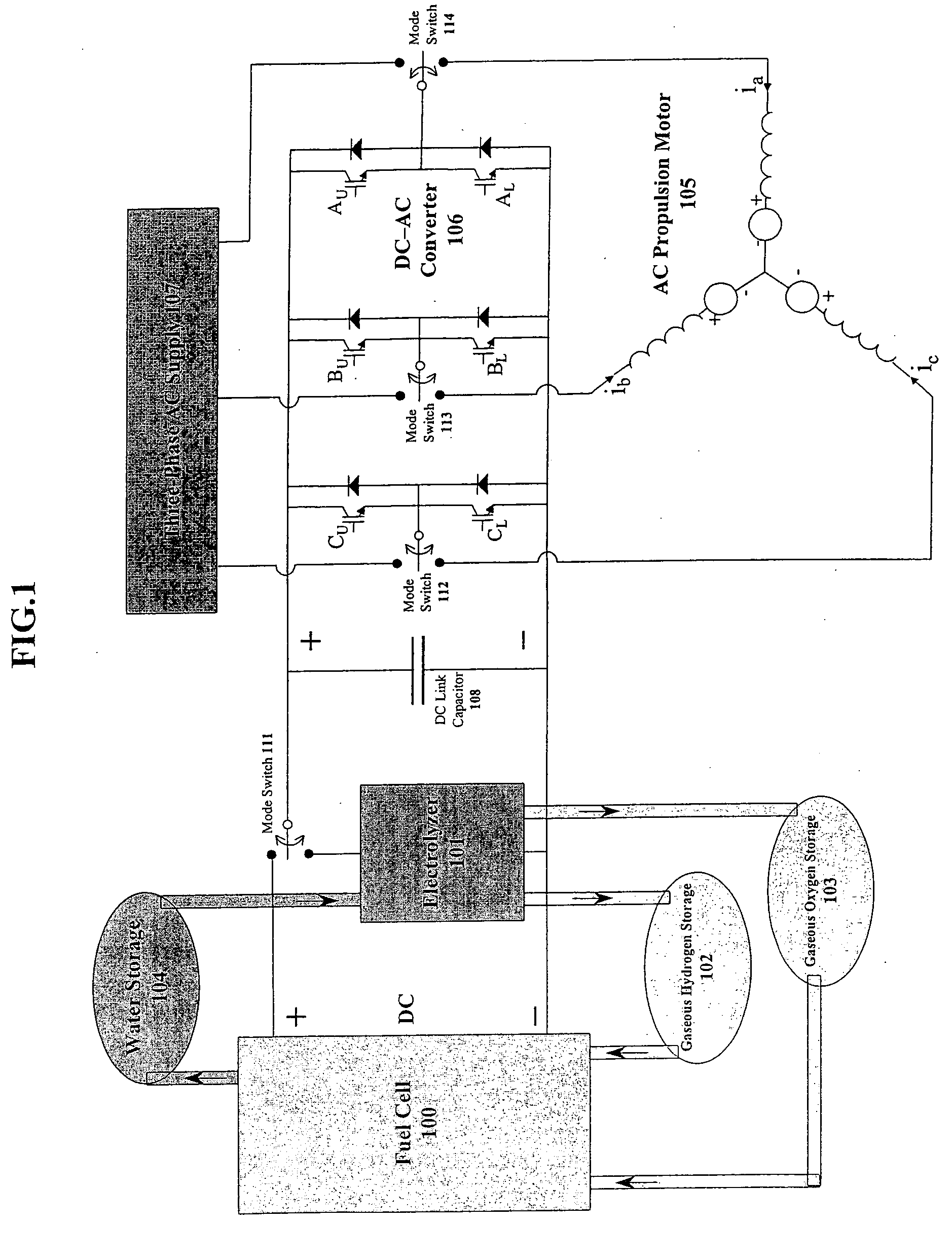 Combination ac motor drive and electrolyzer supply for marine vessel