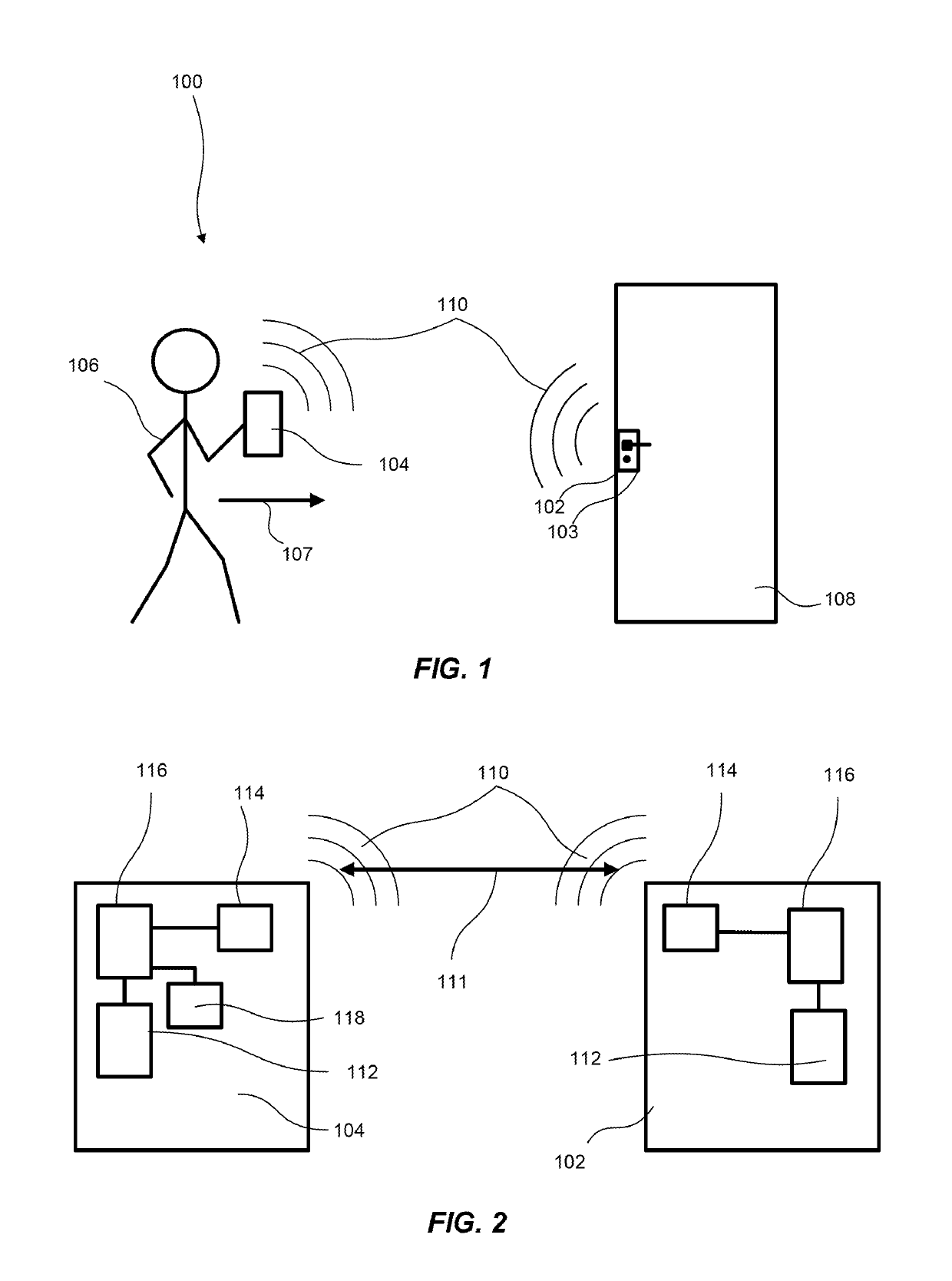 Method for controlling access in a system compressing a portable device associated with a user and an access control device