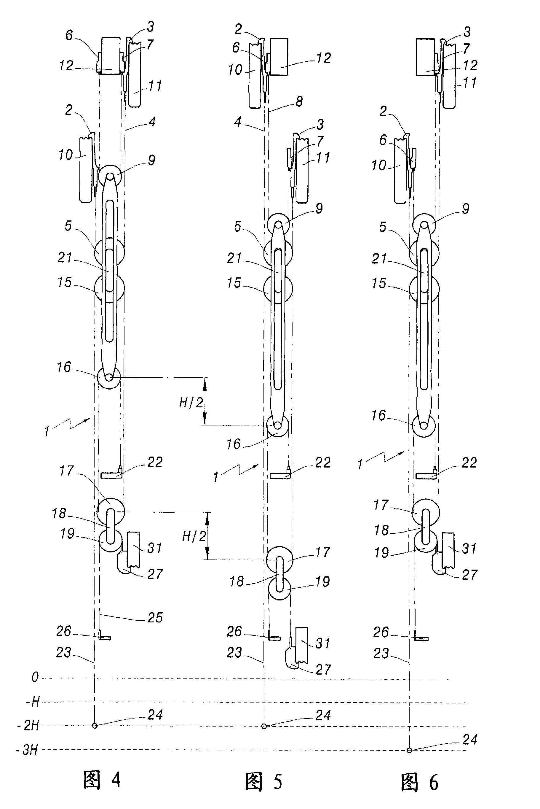 Shed forming device in a jacquard loom, and jacquard loom equipped with such a device